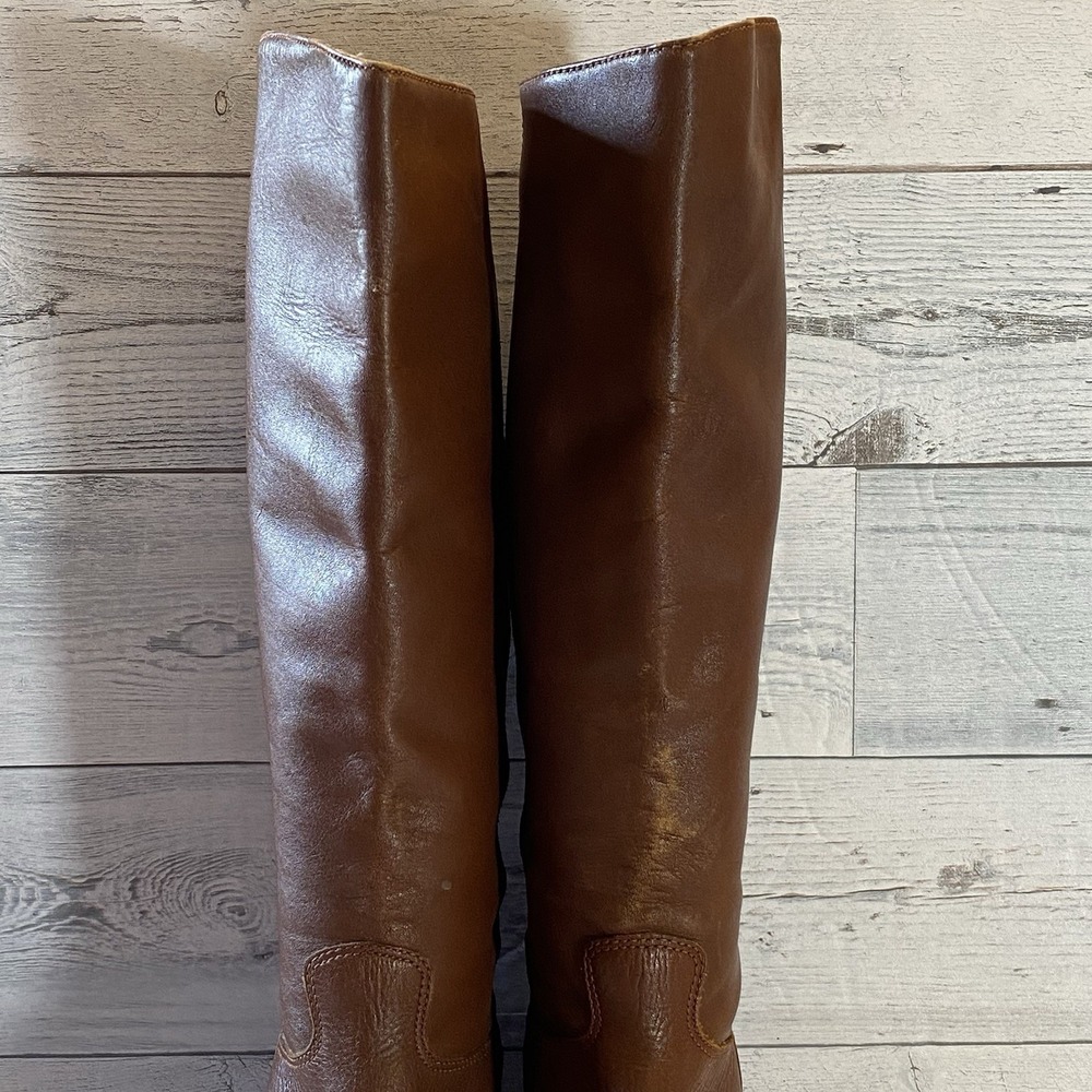 White Mountain Boots Womens 8.5 Brown Leather Pointed Riding Buckle Strap Tall - Picture 5 of 16